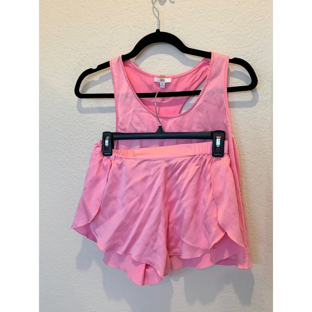 Lunya Washable Silk Tank & Shorts Tulip Back Pajama Set in Etude Pink XS